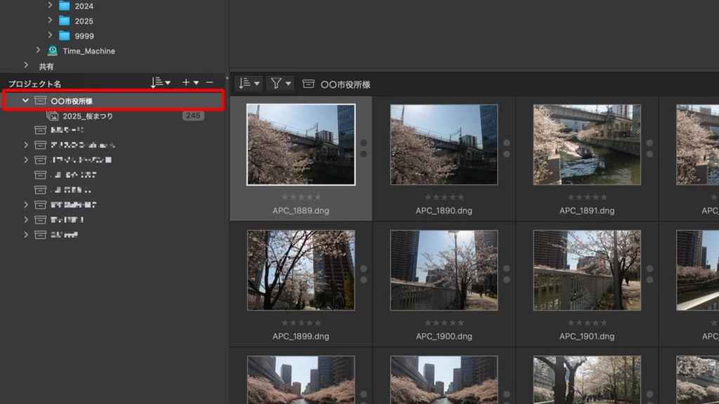 DxO PhotoLab 8 の スクショ（プロジェクトの参照）